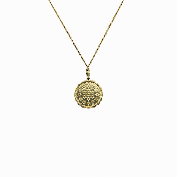 Pastel Enamel Flower Pendant w/ Faux Pearl Accents on Stainless Gold Tone Chain - Picture 10 of 12